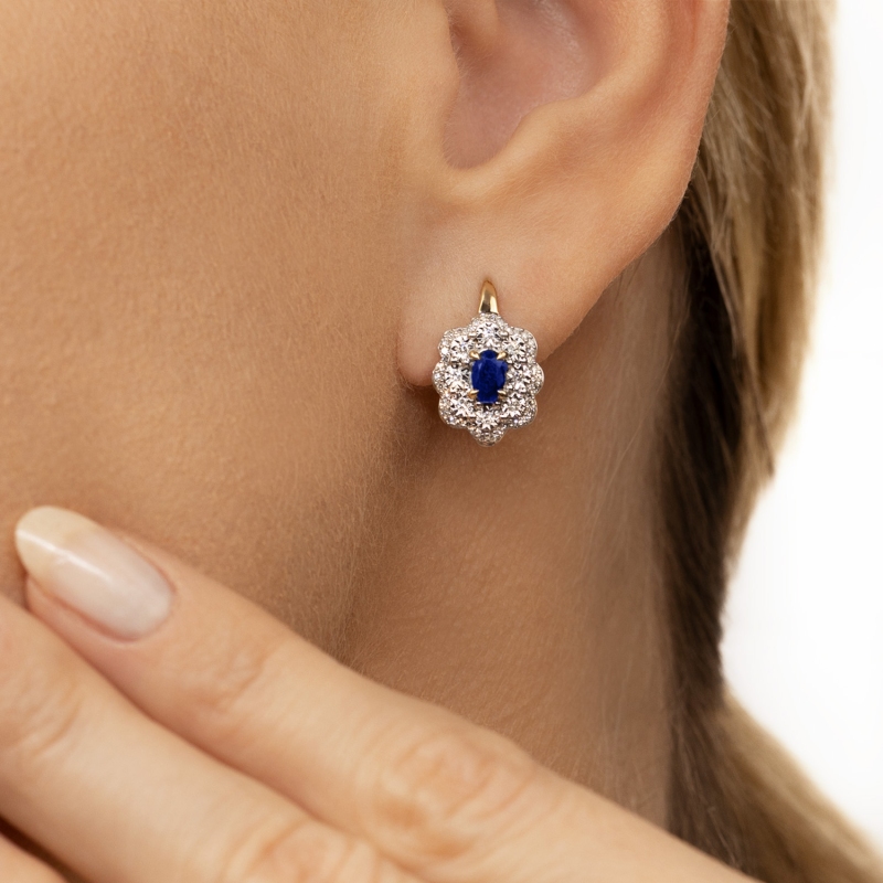 Kolczyki z szafirami i diamentami (E83432 Y P SA) - zdjęcie: 2