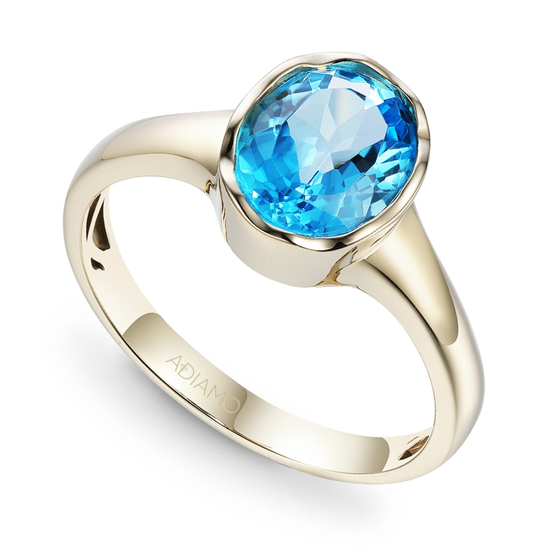 Sygnet złoty z niebieskim topazem (R97689 W BT): 12 - zdjęcie: 1