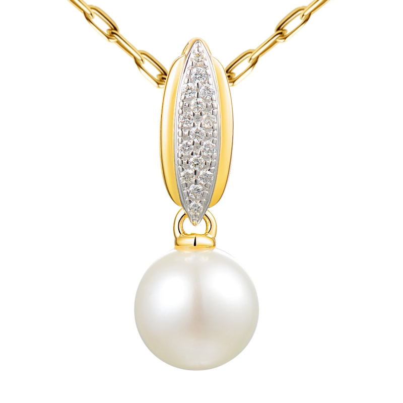 Zawieszka z perłą i diamentami (P98884 Y PL) - zdjęcie: 1