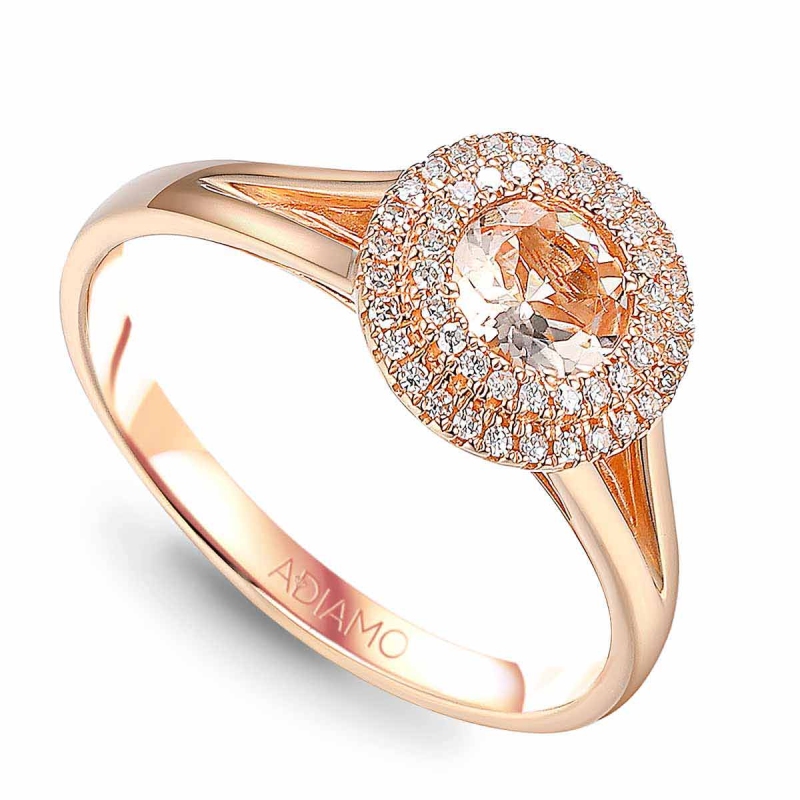 Pierścionek z morganitem i diamentami (R57736 R MR): 10 - zdjęcie: 1