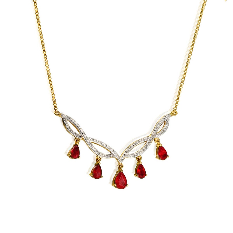 Naszyjnik z rubinami i diamentami (N04052 Y RU) - zdjęcie: 1