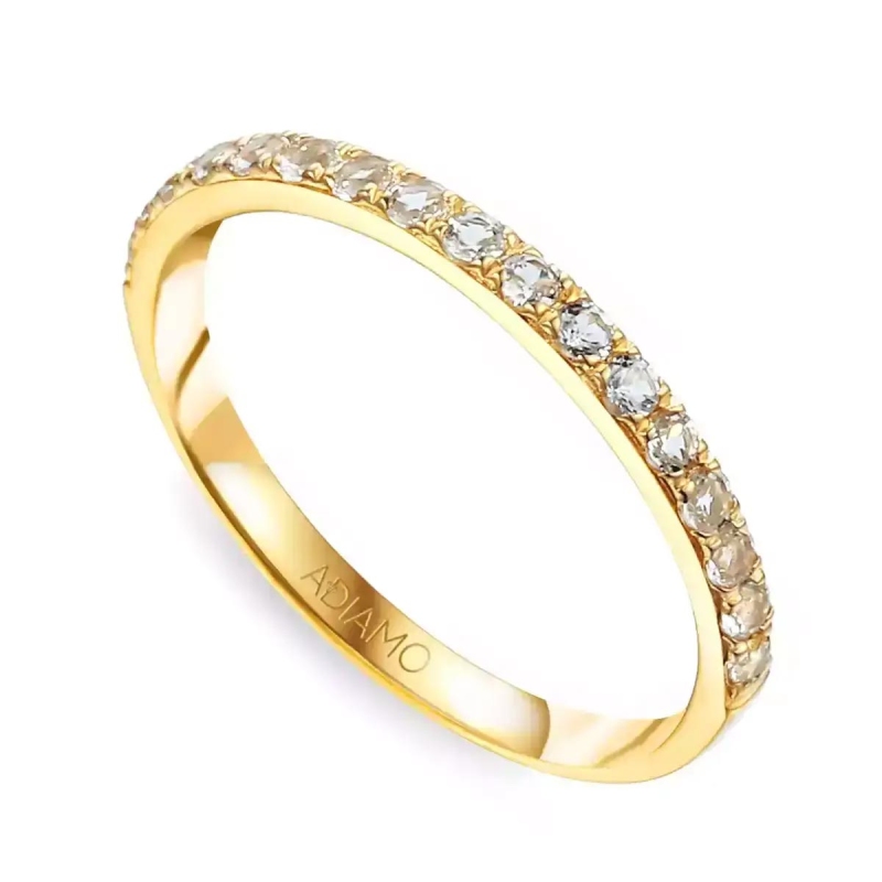 Pierścionek z białymi topazami, z żółtego złota pr. 585: 8 - zdjęcie: 1