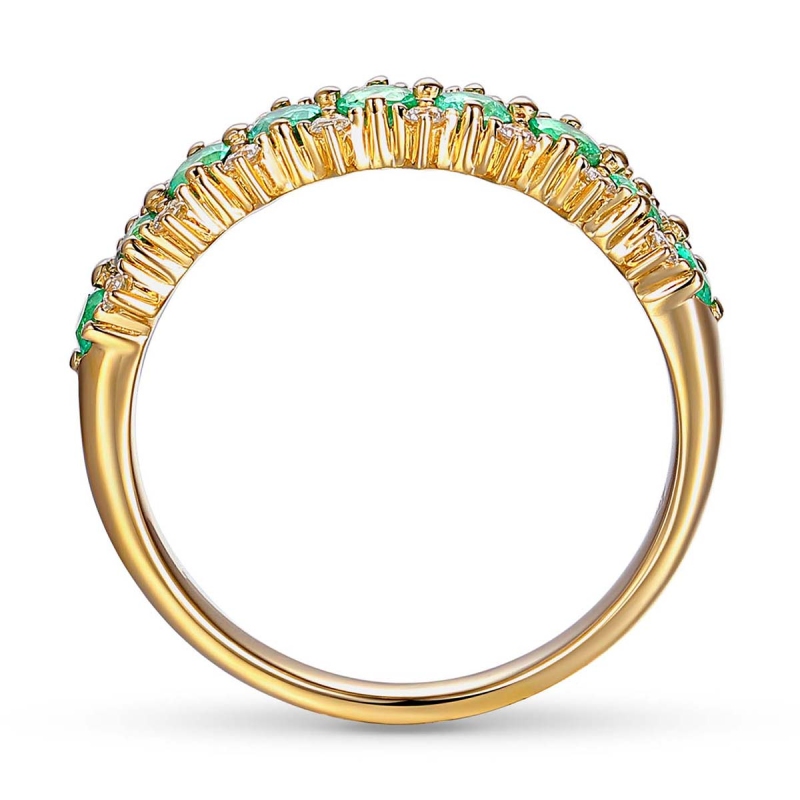 Pierścionek ze szmaragdami i diamentami (R83762 Y EM): 7 - zdjęcie: 2
