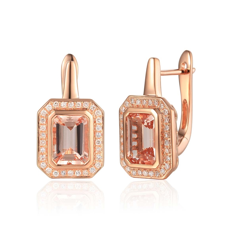 Kolczyki z morganitami i diamentami (E60402 R A MR) - zdjęcie: 1