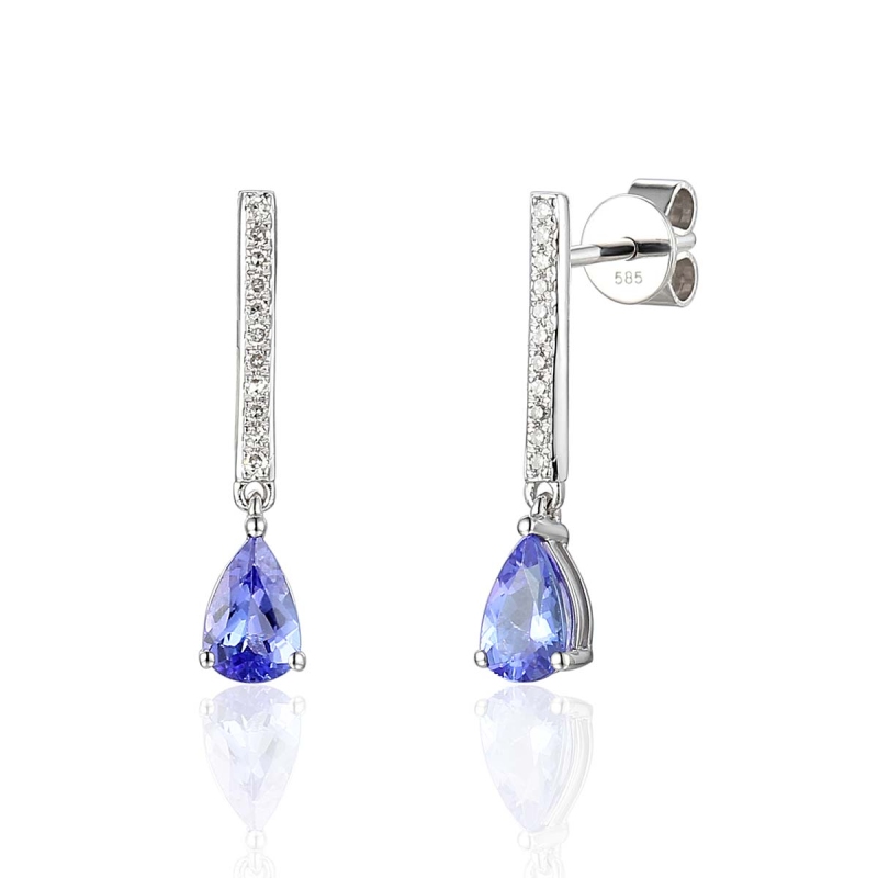 Kolczyki z tanzanitami i diamentami (E59493 W S T) - zdjęcie: 1
