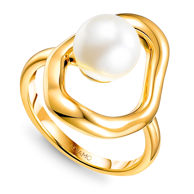 Pierścionek srebrny pozłacany z perłą (R100869 Y PL 925): 10 - zdjęcie: 1