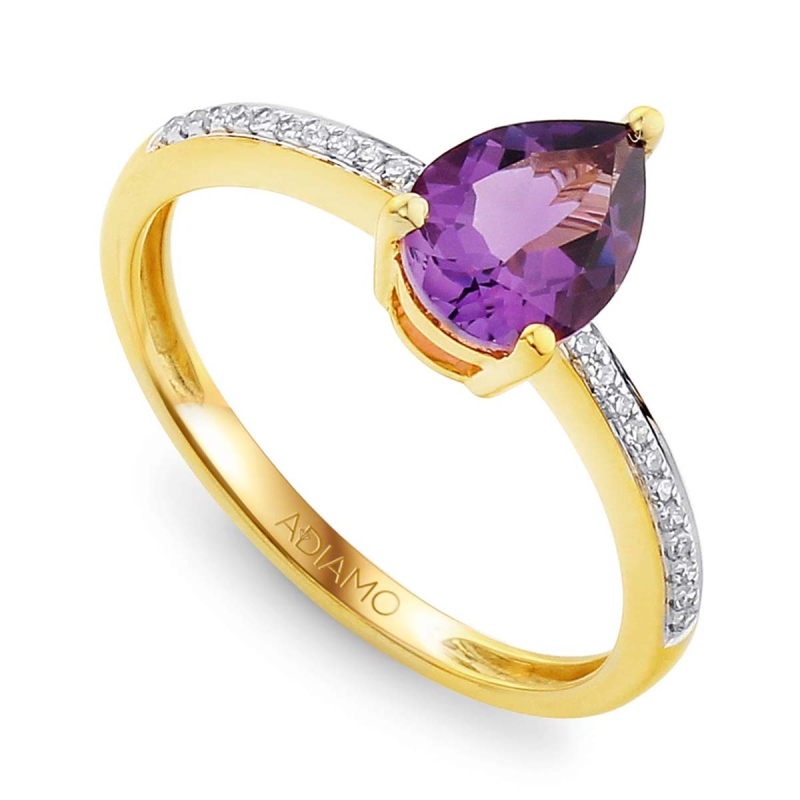 Pierścionek z ametystem i diamentami (R39184 Y AM): 7 - zdjęcie: 1