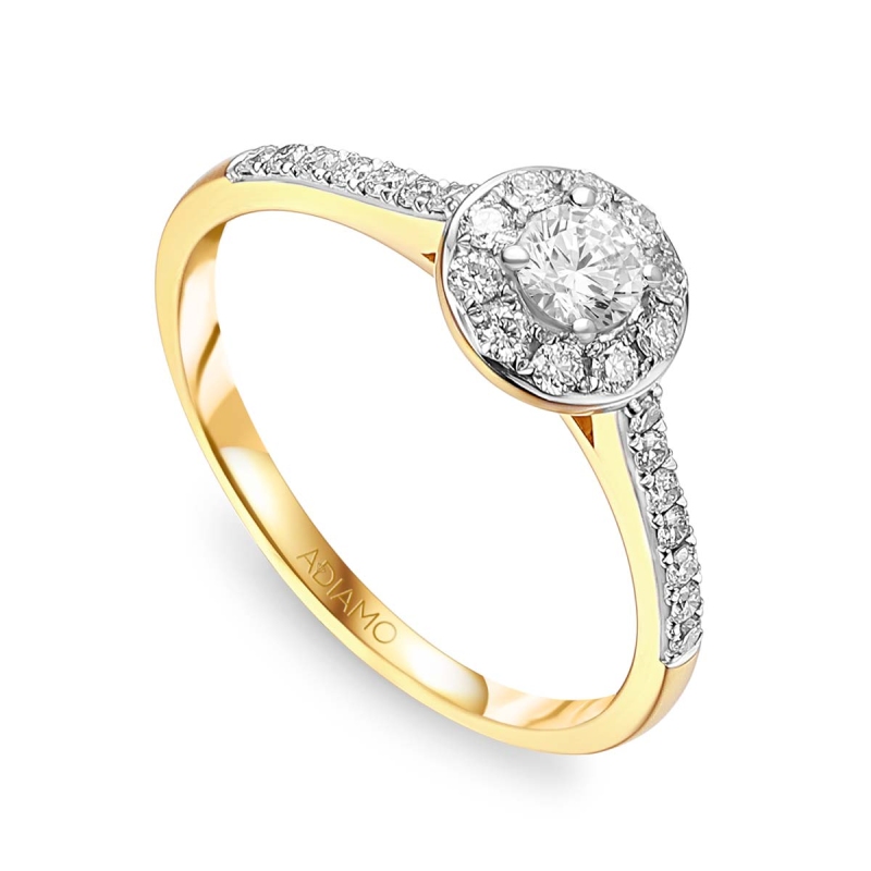 Pierścionek halo z diamentami (R40019 Y 0,19 ct): 10 - zdjęcie: 1