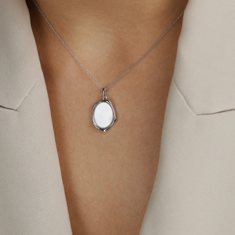 Zawieszka srebrna z masą perłową (P100867 W WMP 925) - zdjęcie: 2