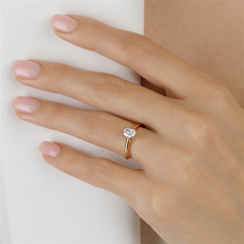 Pierścionek z diamentami laboratoryjnymi (R100580 YW LGD 0,51ct): 10 - zdjęcie: 2