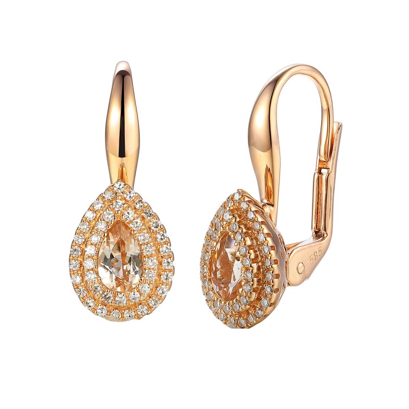 Kolczyki z morganitem i diamentami (E87498 R P MR) - zdjęcie: 1