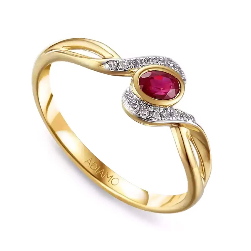 Pierścionek z rubinem i diamentami R58015: 7 - zdjęcie: 1