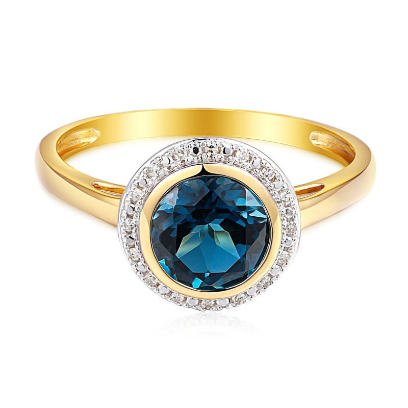 Pierścionek z london blue topazem i diamentami (R97348 Y LBT): 10 - zdjęcie: 2