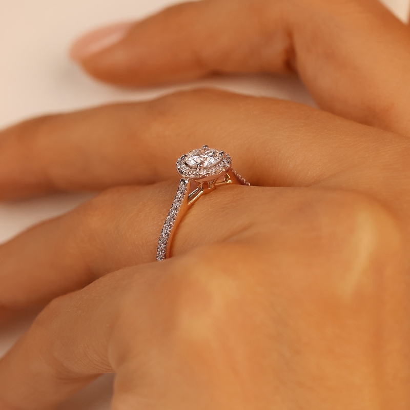 Pierścionek z diamentami laboratoryjnymi (R95579 YW LGD 0,53ct): 12 - zdjęcie: 6