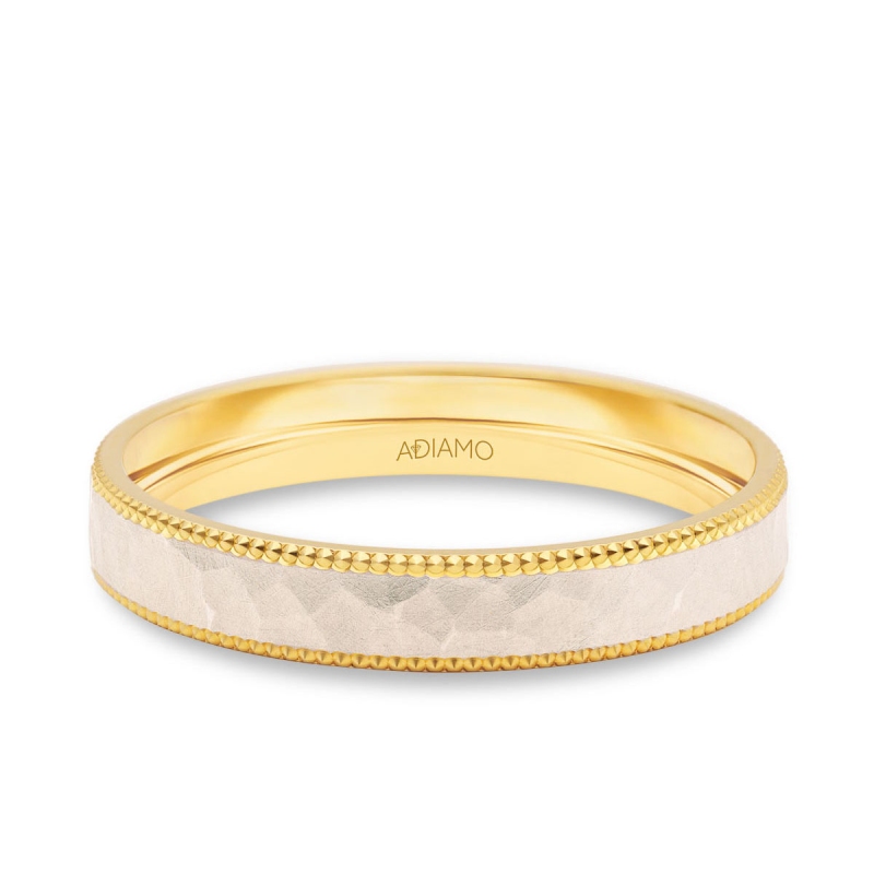 Obrączka ślubna męska dwukolorowa 4 mm (O-AD336 YW M): 17 - zdjęcie: 1