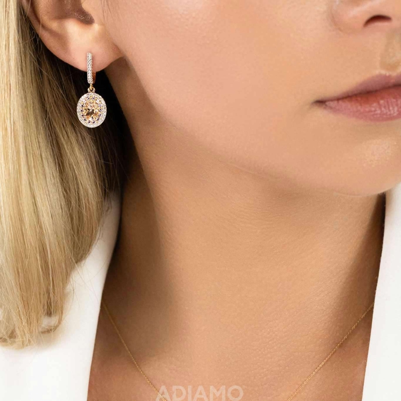 Kolczyki z morganitami, różowymi ametystami i diamentami (E88810 Y A MR) - zdjęcie: 2