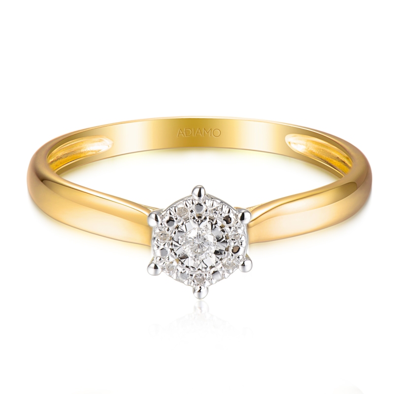 Pierścionek z diamentami, dwukolorowe złoto pr.585 (R69379 YW) - zdjęcie: 3