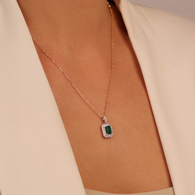 Zawieszka ze szmaragdem i diamentami (P101936 Y EM) - zdjęcie: 2