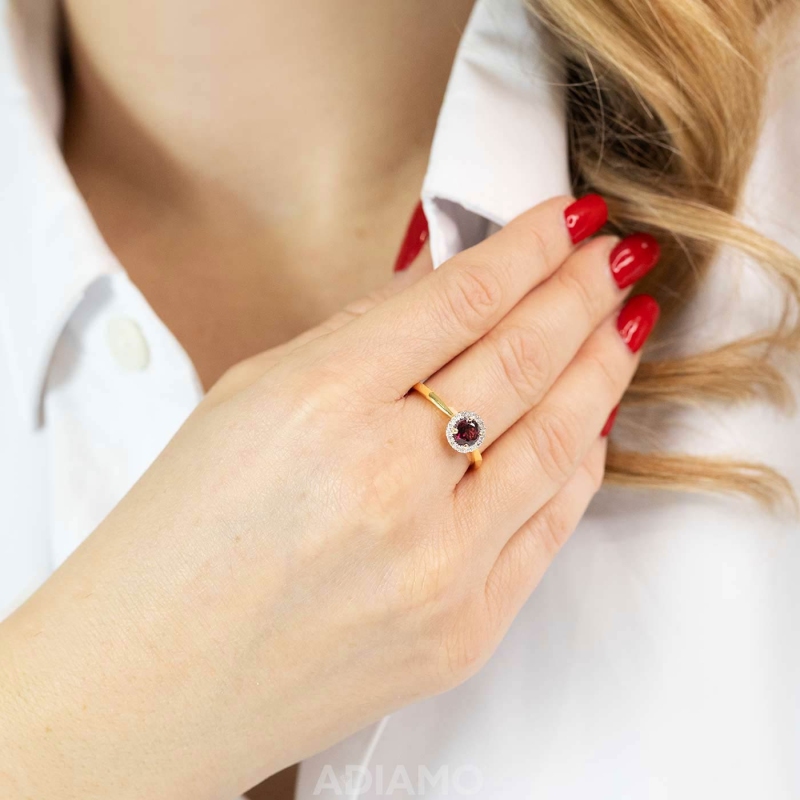 Pierścionek z rodolitem i diamentami (R75604 Y RH): 7 - zdjęcie: 2