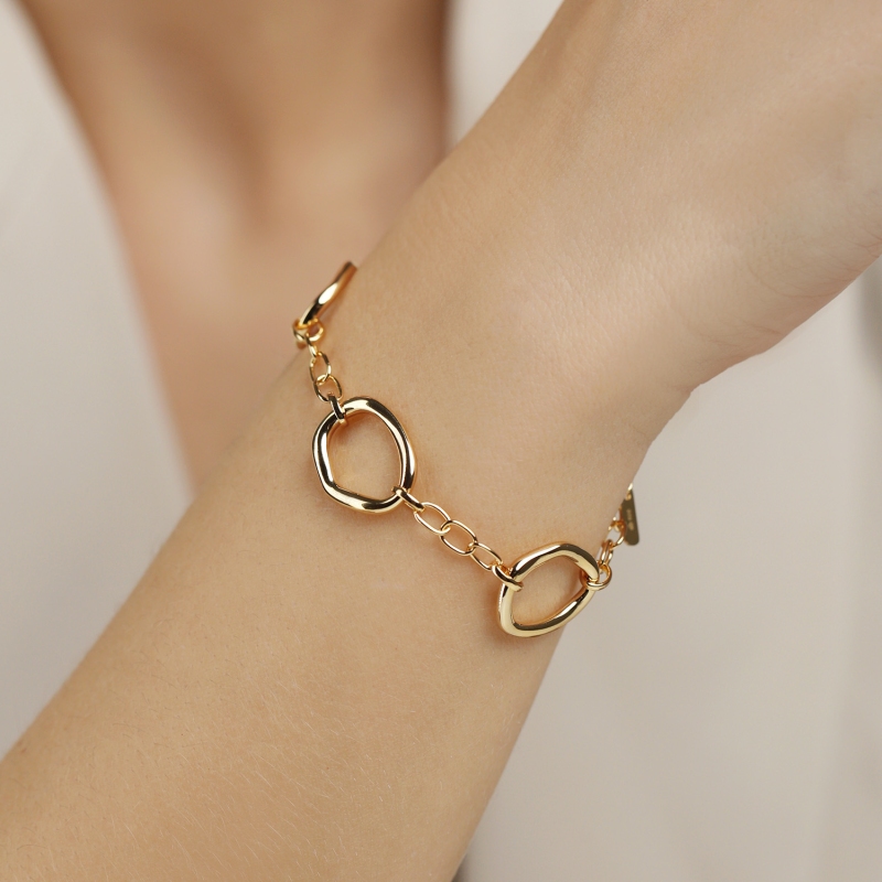 Bransoletka srebrna pozłacana (B10121 Y 925) - zdjęcie: 2