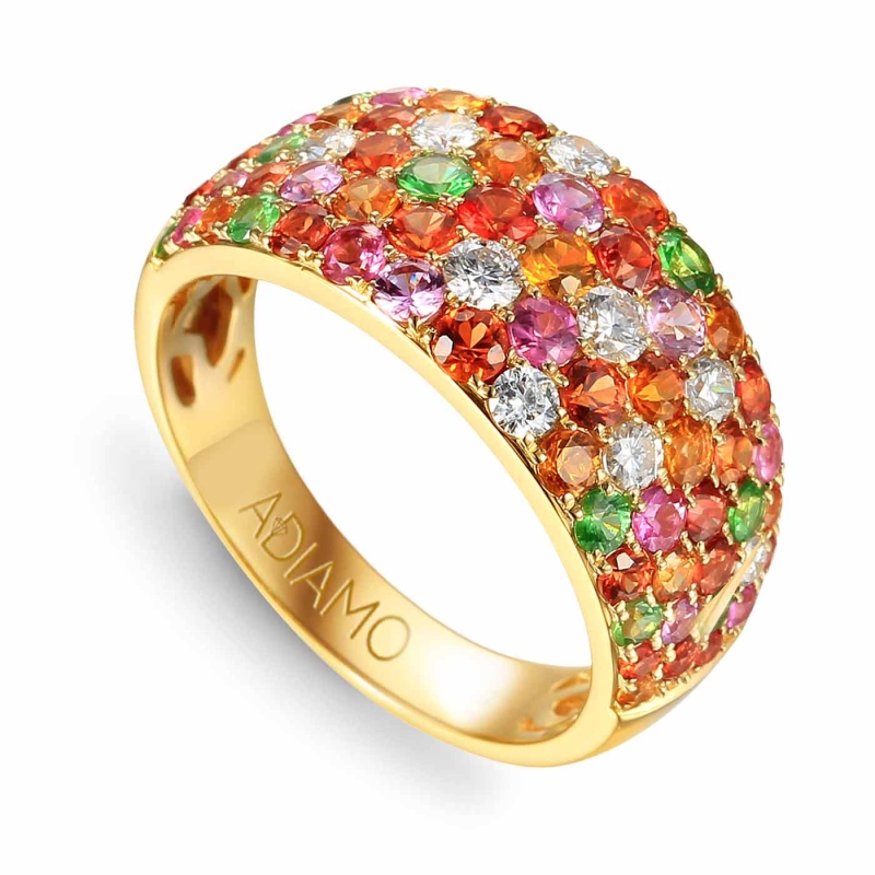 Pierścionek z kolorowymi szafirami i diamentami (R51066 Y SA): 7 - zdjęcie: 1