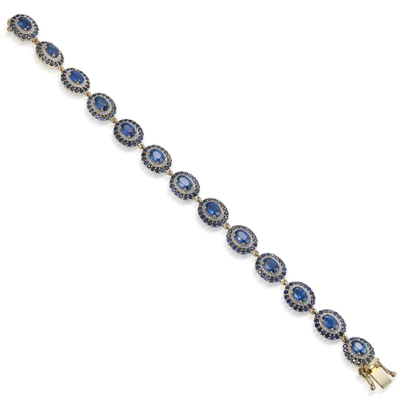 Bransoletka z żółtego złota z szafirami i diamentami - 11,80 ct (B08492 Y SA) - zdjęcie: 1