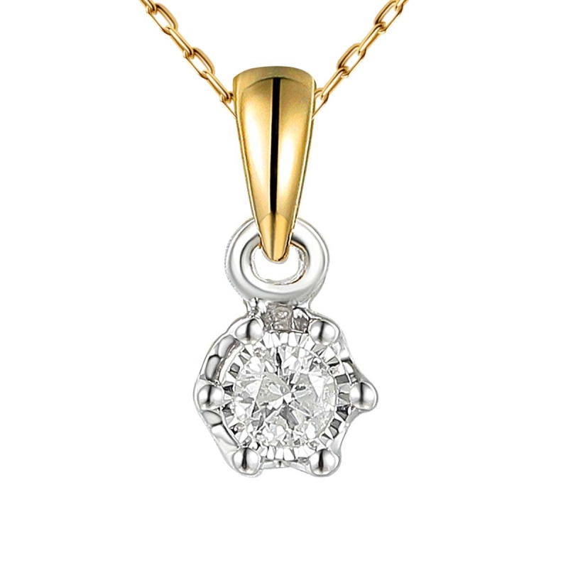 Zawieszka z dwukolorowego złota z diamentem w szlifie brylantowym 0,08 ct (P88312 YW 0,08ct) - zdjęcie: 1