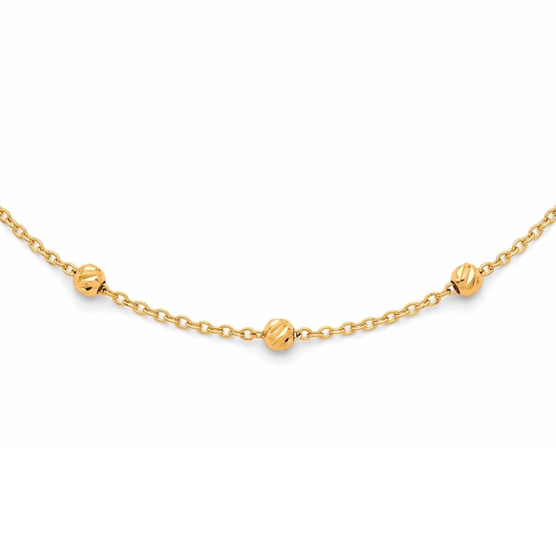 Naszyjnik z żółtego złota - kuleczkami (2,78 g) (N11254 Y) - zdjęcie: 2