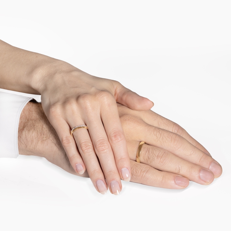 Obrączki ślubne, żółte złoto, diamenty, 3,5mm i 3,5mm (O-R73457 Y): 9, 25 - zdjęcie: 2