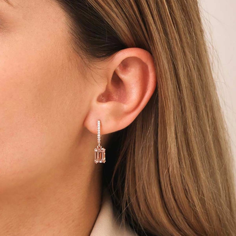 Kolczyki z morganitami i diamentami (E82483 R A MR) - zdjęcie: 2