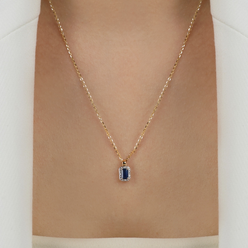 Zawieszka z szafirem i diamentami (P69346 Y SA) - zdjęcie: 2