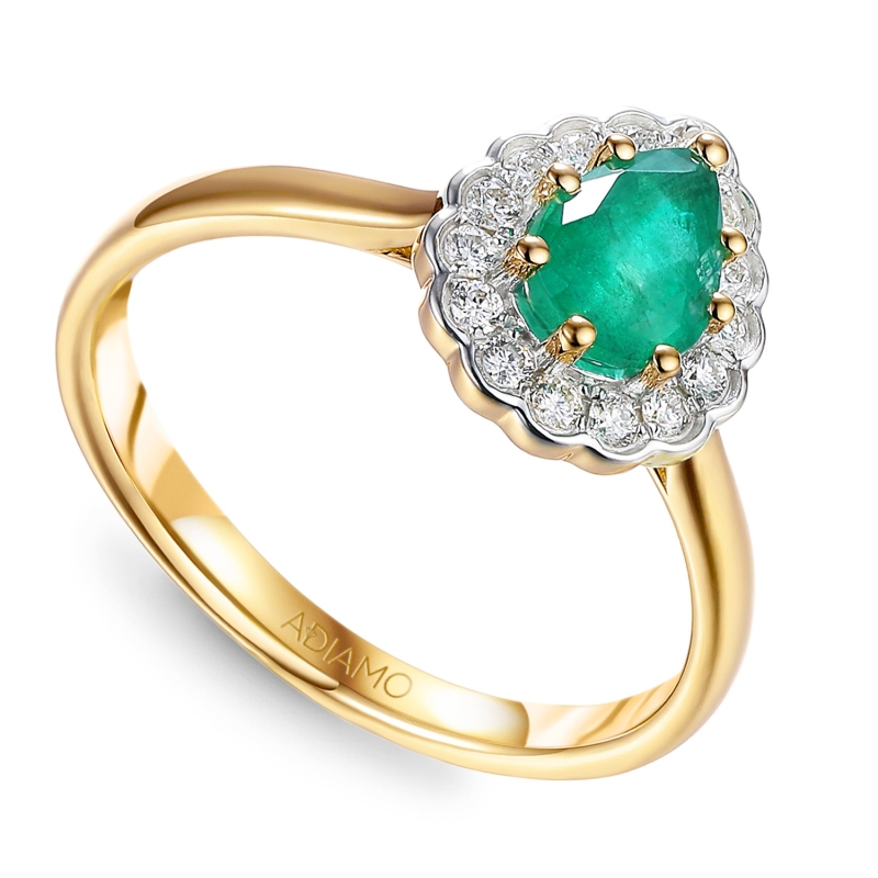 Pierścionek ze szmaragdem i diamentami (R82052 Y EM): 10 - zdjęcie: 1