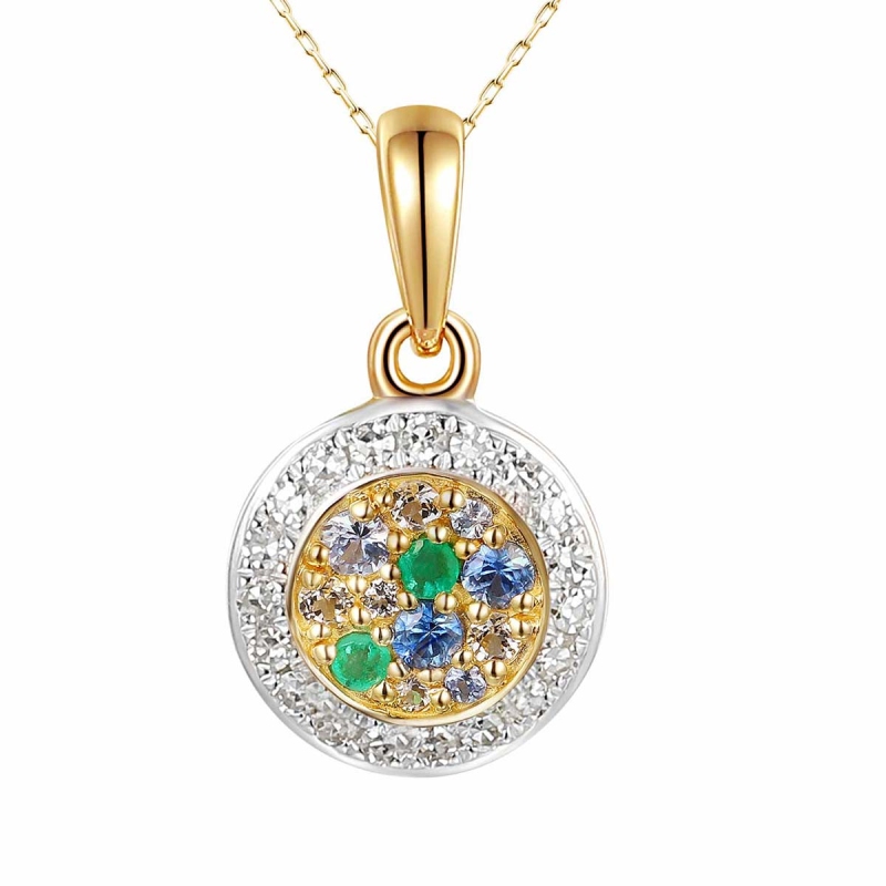 Zawieszka z kolorowymi kamieniami i diamentami (P91011 Y SA,WT,EM) - zdjęcie: 1