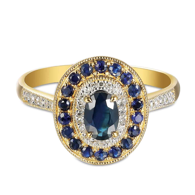 Pierścionek z szafirami i diamentami (R93446 Y SA): 22 - zdjęcie: 3