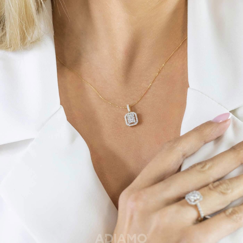 Zawieszka z żółtego złota z diamentami - 0,49 ct (P87699 Y) - zdjęcie: 3