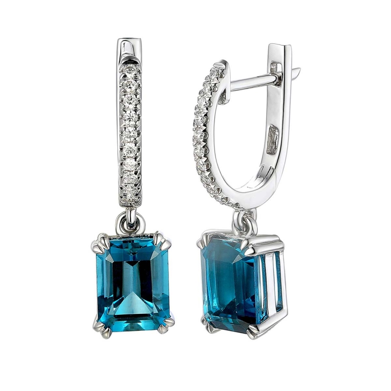 Kolczyki z london blue topazami i diamentami (E82483 W A LBT) - zdjęcie: 1