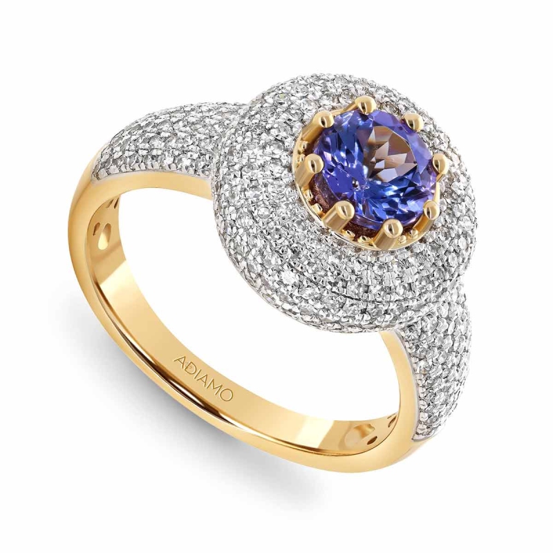 Pierścionek z tanzanitem i diamentami (R88490 Y T): 7 - zdjęcie: 1