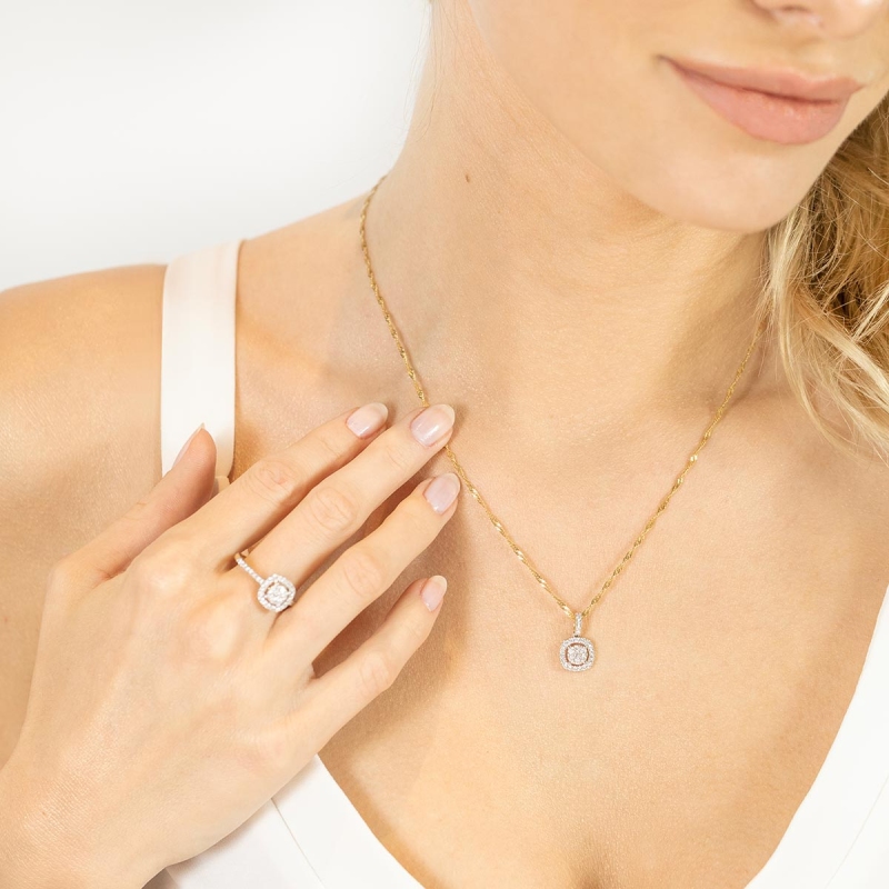 Zawieszka z żółtego złota z diamentami w szlifie okrągłym - 0,29 ct (P85641 Y) - zdjęcie: 2