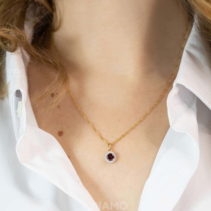 Zawieszka z rodolitem i diamentami (P75604 Y RH) - zdjęcie: 2