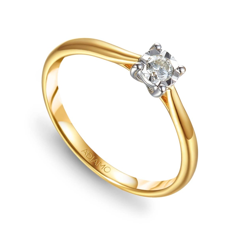 Pierścionek z diamentem (R73490 YW 0,14ct): 10 - zdjęcie: 1