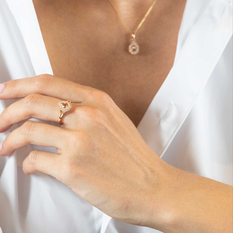 Pierścionek z morganitem i diamentami (R87498 R MR): 7 - zdjęcie: 5