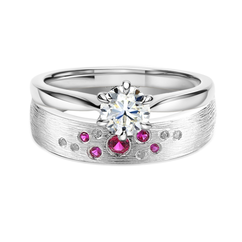 Obrączka z rubinami i diamentami, 4,7 mm (O-R99876 W RU): 8 - zdjęcie: 4
