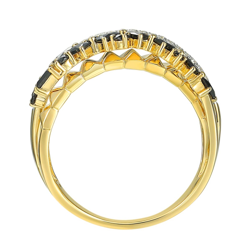 Pierścionek z czarnymi spinelami i diamentami (R86489 Y BSP): 7 - zdjęcie: 3