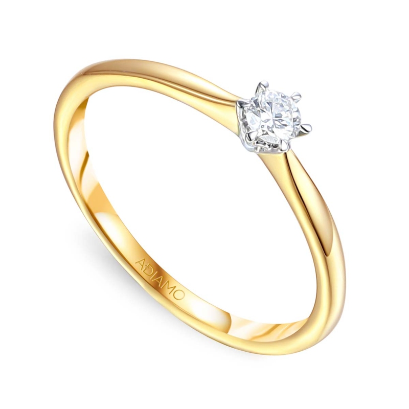 Pierścionek z diamentem, dwukolorowe złoto (R65754 YW 0,10ct): 12 - zdjęcie: 1