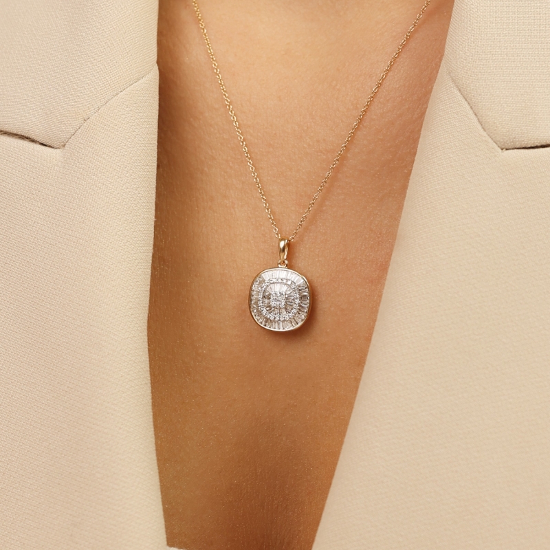 Zawieszka okrągła z diamentami w szlifie bagietowym - 0,62 ct (P94884 Y) - zdjęcie: 2