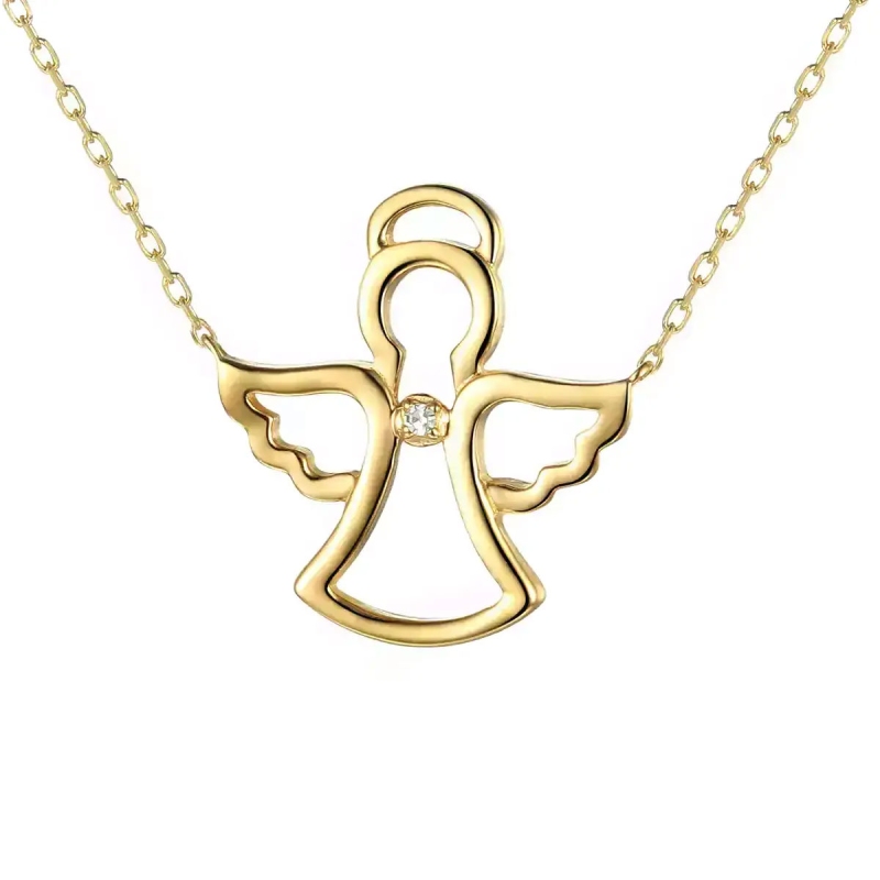 Naszyjnik aniołek z diamentem (N06628 Y C) - zdjęcie: 1