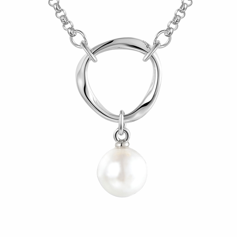 Naszyjnik srebrny z perłą (N12640 W PL 925) - zdjęcie: 1