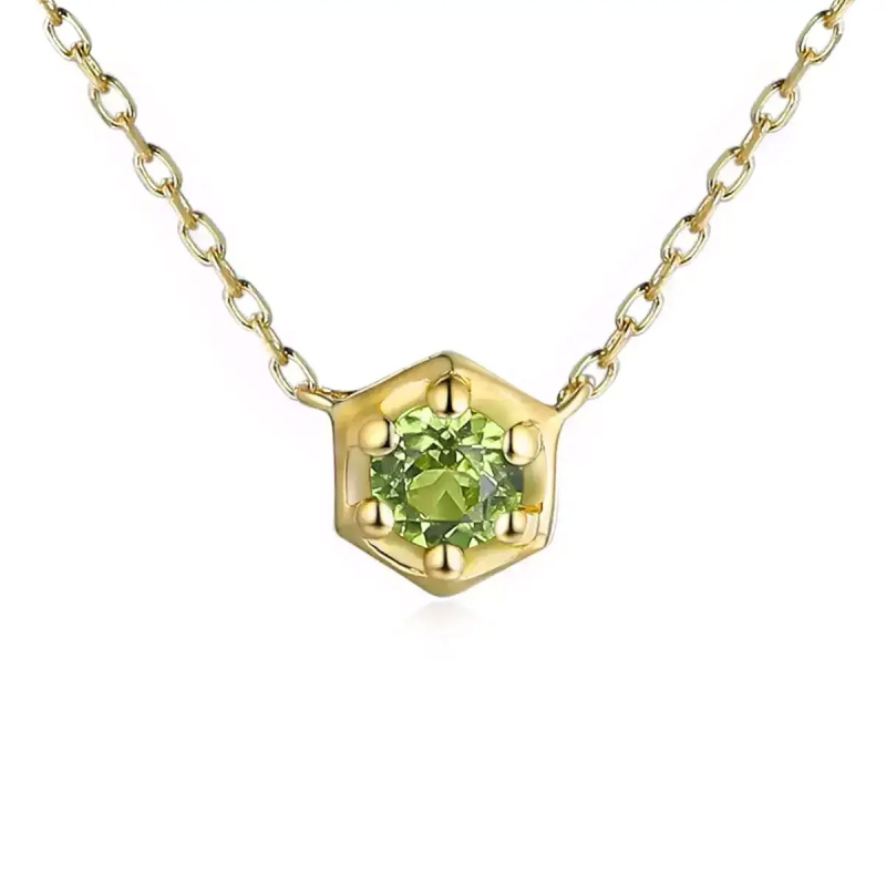 Naszyjnik heksagon z perydotem (N09801 Y C PT) - zdjęcie: 1