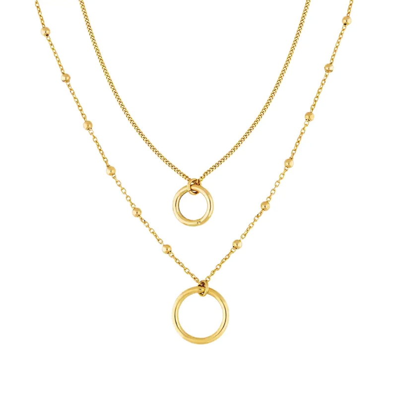 Podwójny naszyjnik złoty kółeczka (N3144 Y) - zdjęcie: 1