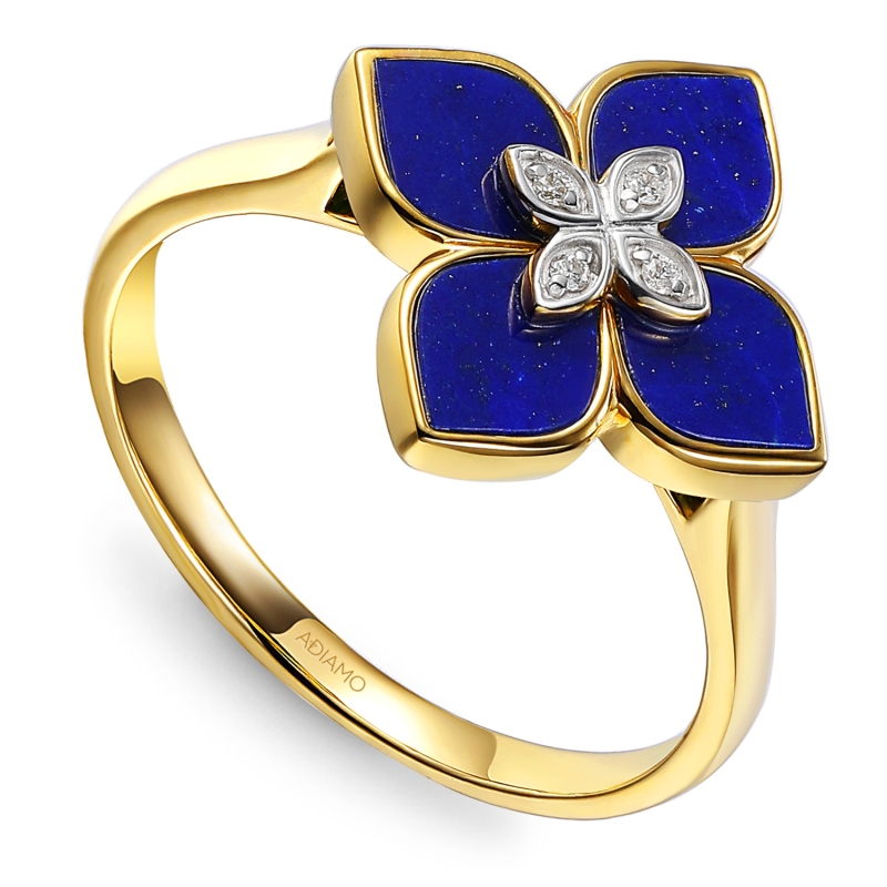 Pierścionek z lapis lazuli i diamentami (R98146 Y LA): 17 - zdjęcie: 1